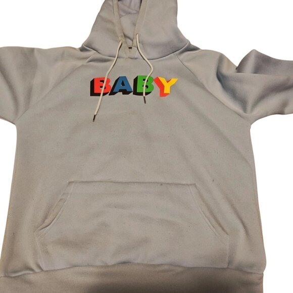 Women's Baby / Baby Blue Neck Powerblend Hoodie Grade B Size Large - Picture 1 of 8